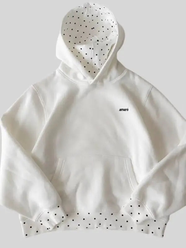Amare Polka Dot White Hoodie For Men & Women