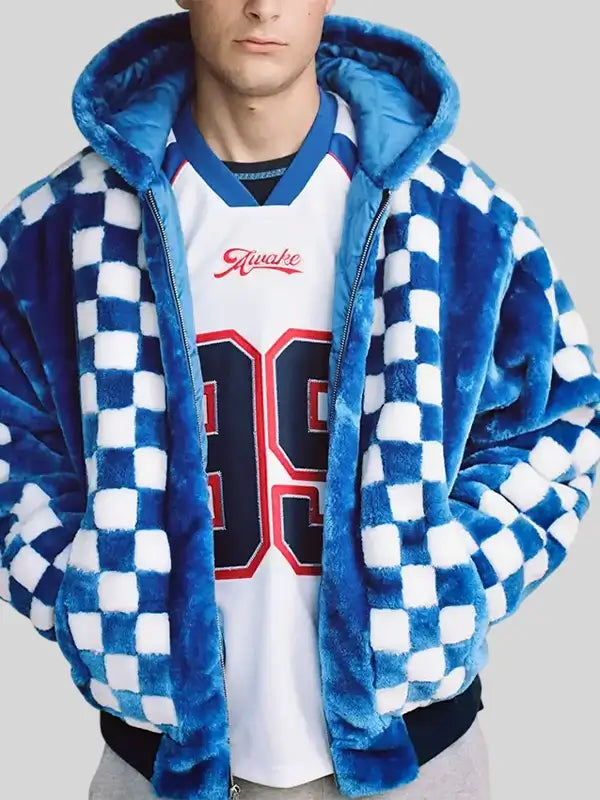 Awake NY Fuzzy Faux-Fur Blue Hoodie