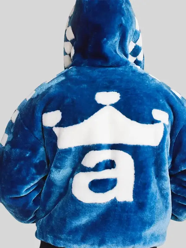 Awake NY Fuzzy Faux-Fur Blue Hoodie For Men & Women