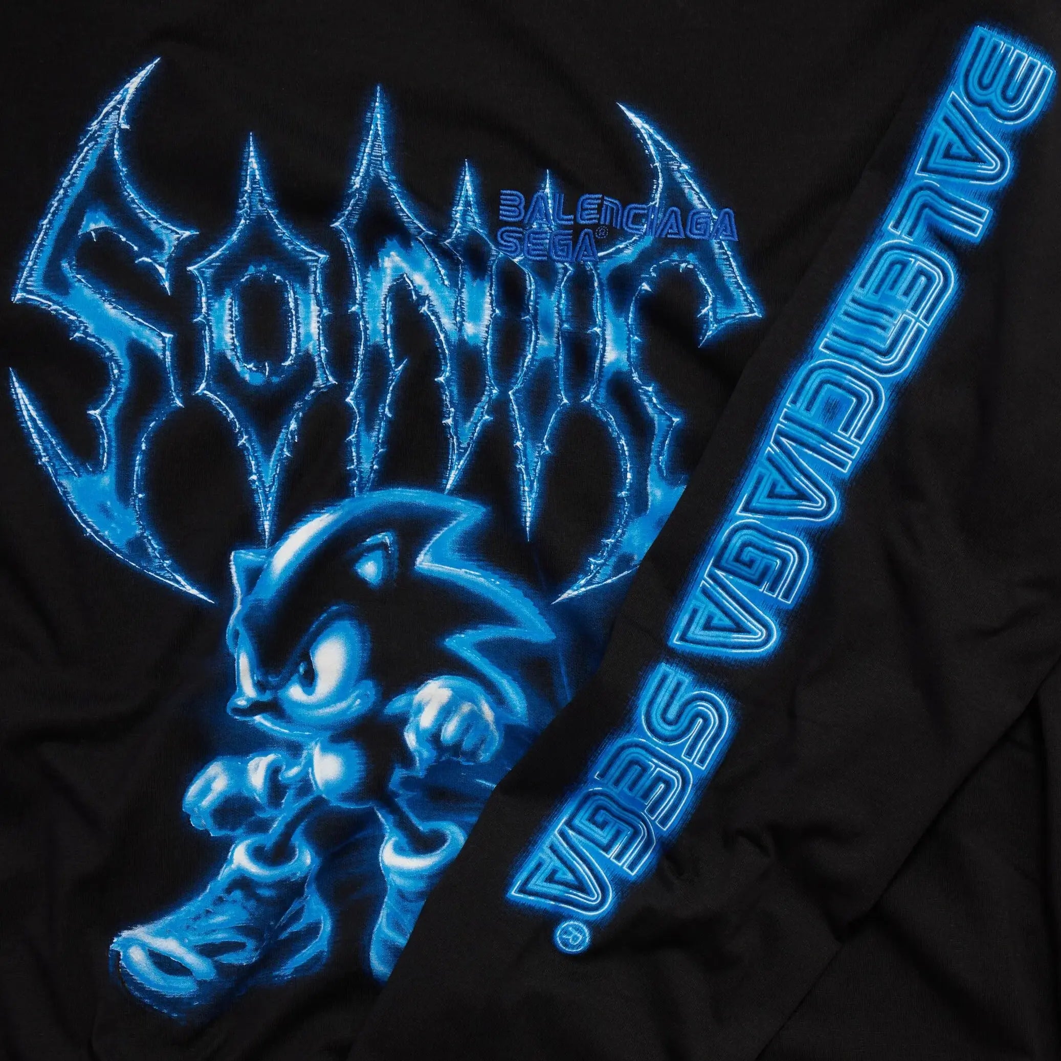 Balenciaga x SEGA Oversized Long Sleeves Black T-shirt  For Men & Women