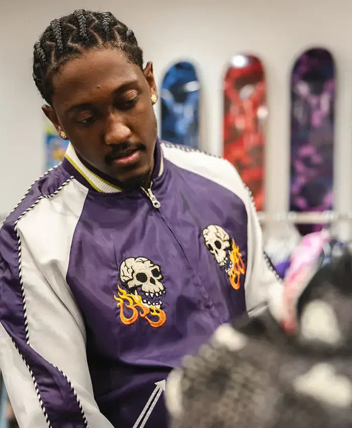 Bape Jalen Williams Purple Satin Souvenir Jacket For Men & Women