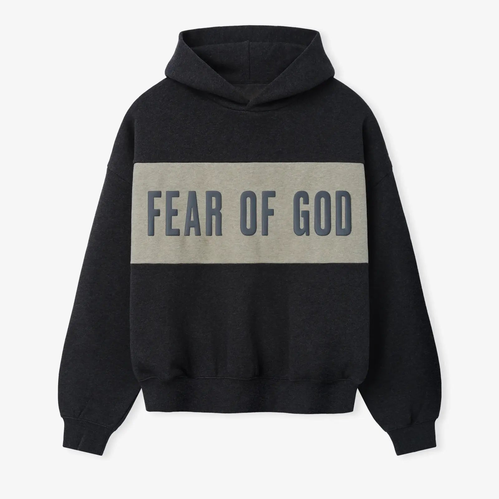 Black Fear Of God Cropped Relaxed Panelled Black Hoodie