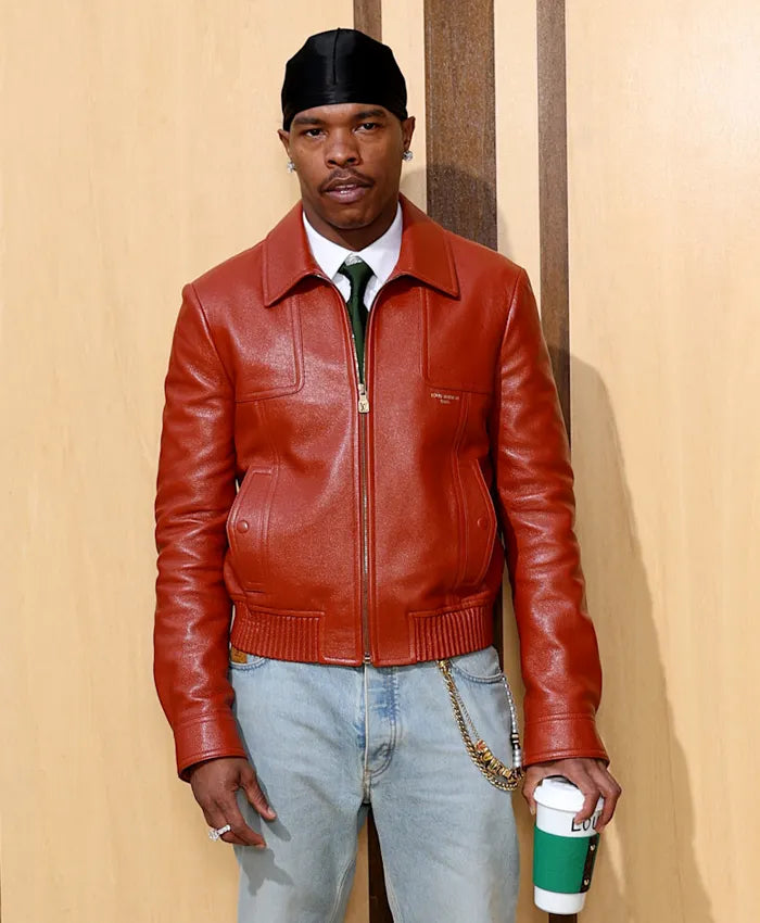 Buy Lil Baby Red Leather Jacket for Men
