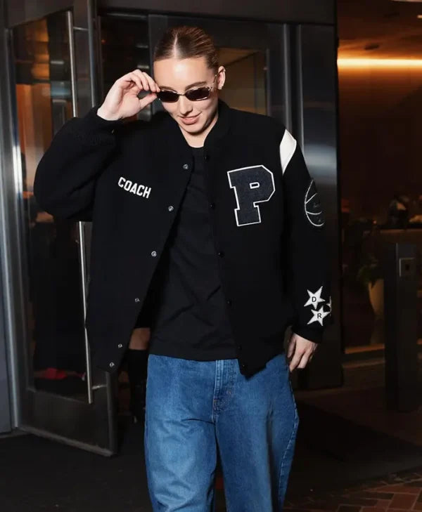 Buy Paige Bueckers Custom Coach Black Varsity Jacket