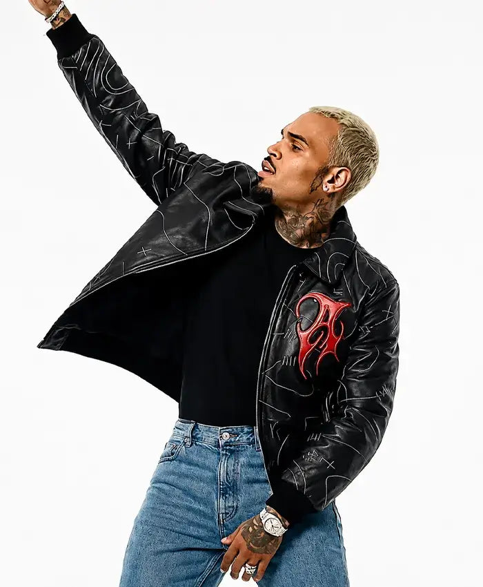 Chris Brown Pelle Pelle x Auracles Topography Black Jacket