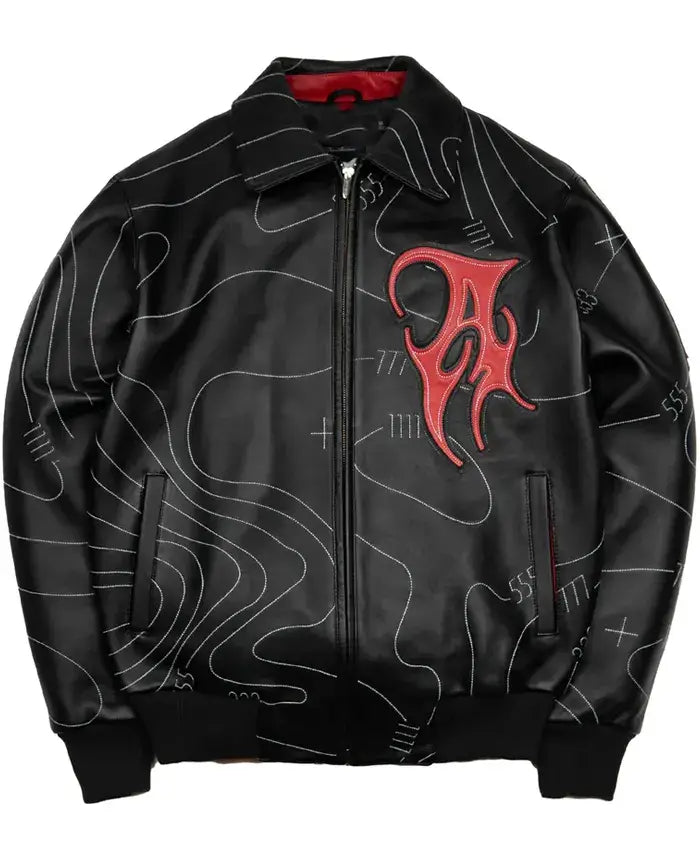 Chris Brown Pelle Pelle x Auracles Topography Black Jacket For Men & Women