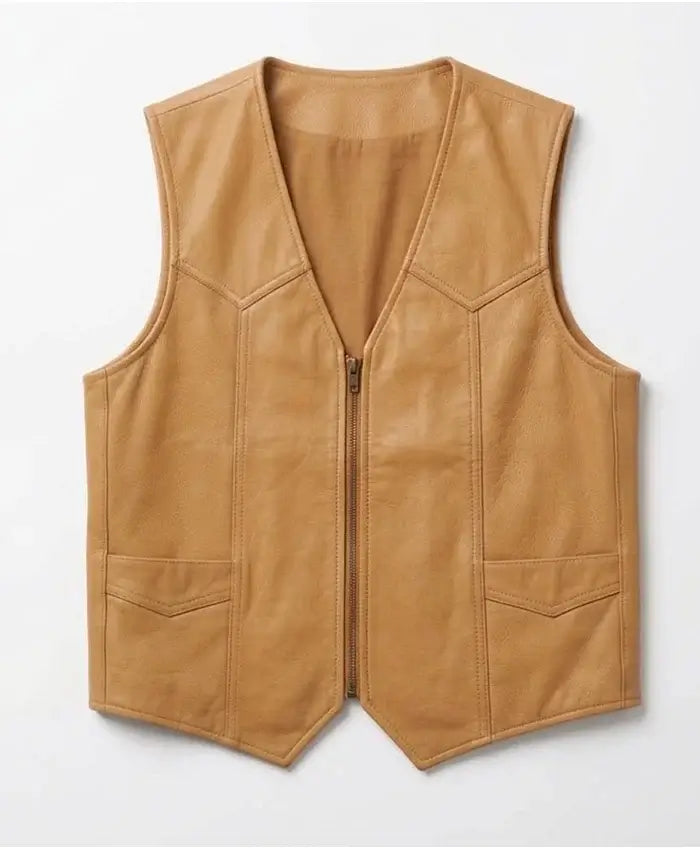 Drake FOMO 2026 BTS Tan Leather Vest For Men & Women