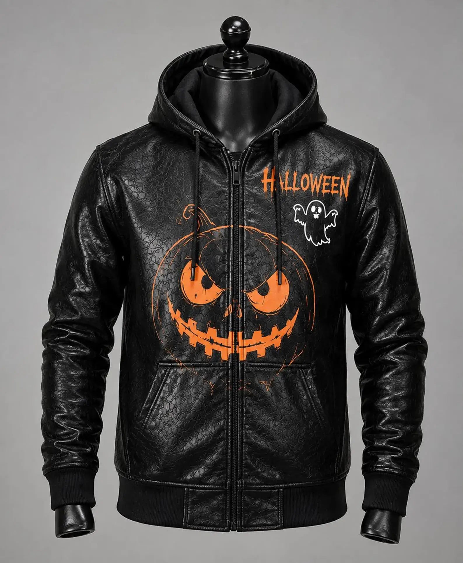 Halloween Men's Black  Gothic Horror Leather Jacket