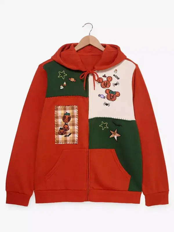 Halloween Mickey and Friends Patchwork Hooded Jacket