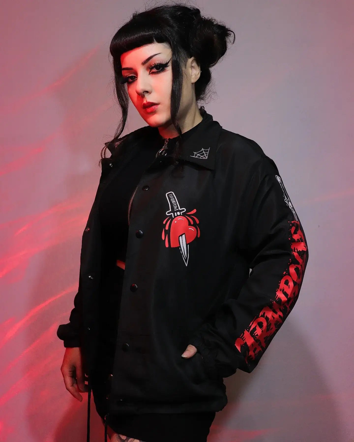Halloween Sacred Heart Dagger Black Gothic Coach Jacket
