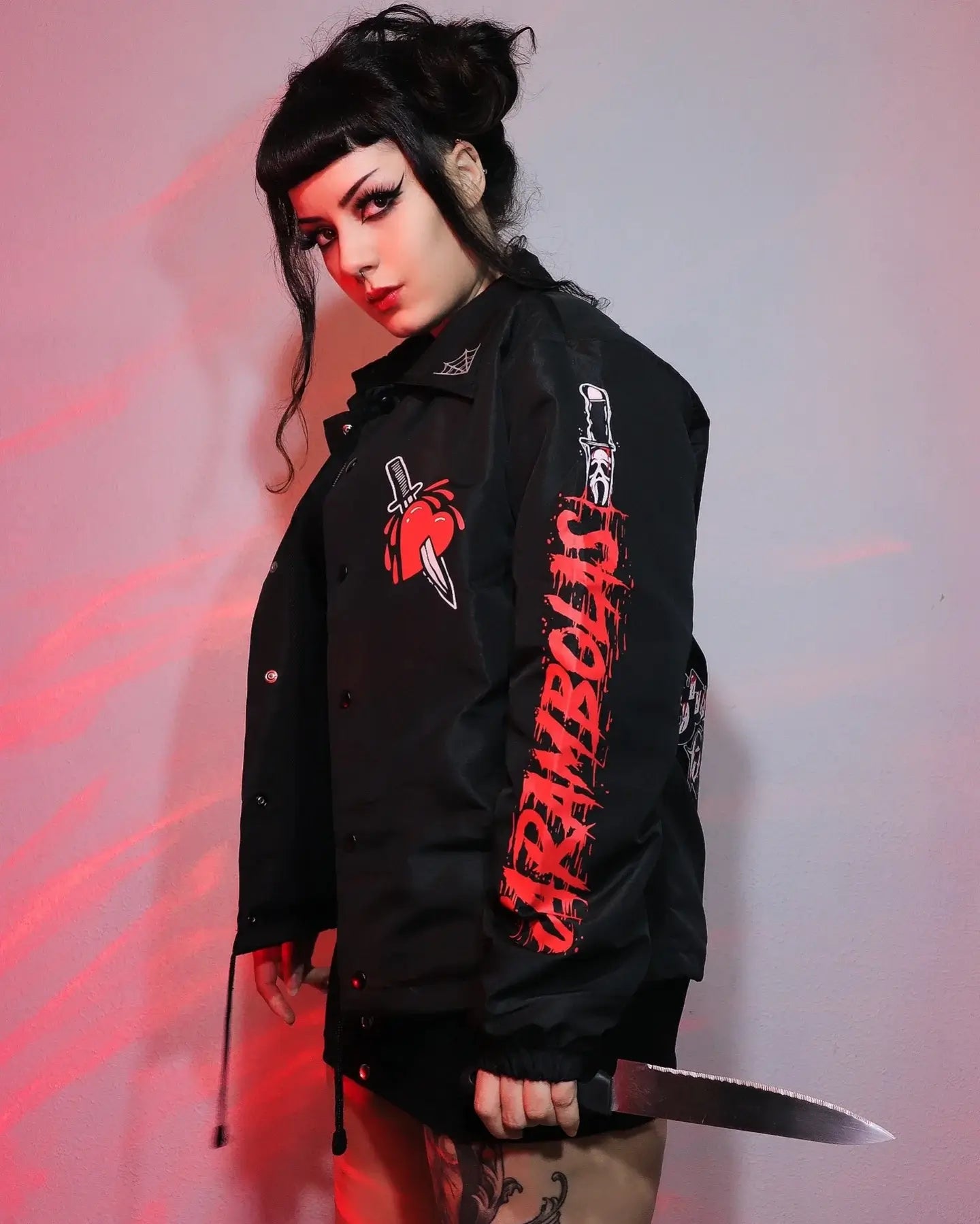 Halloween Sacred Heart Dagger  Gothic Coach Jacket
