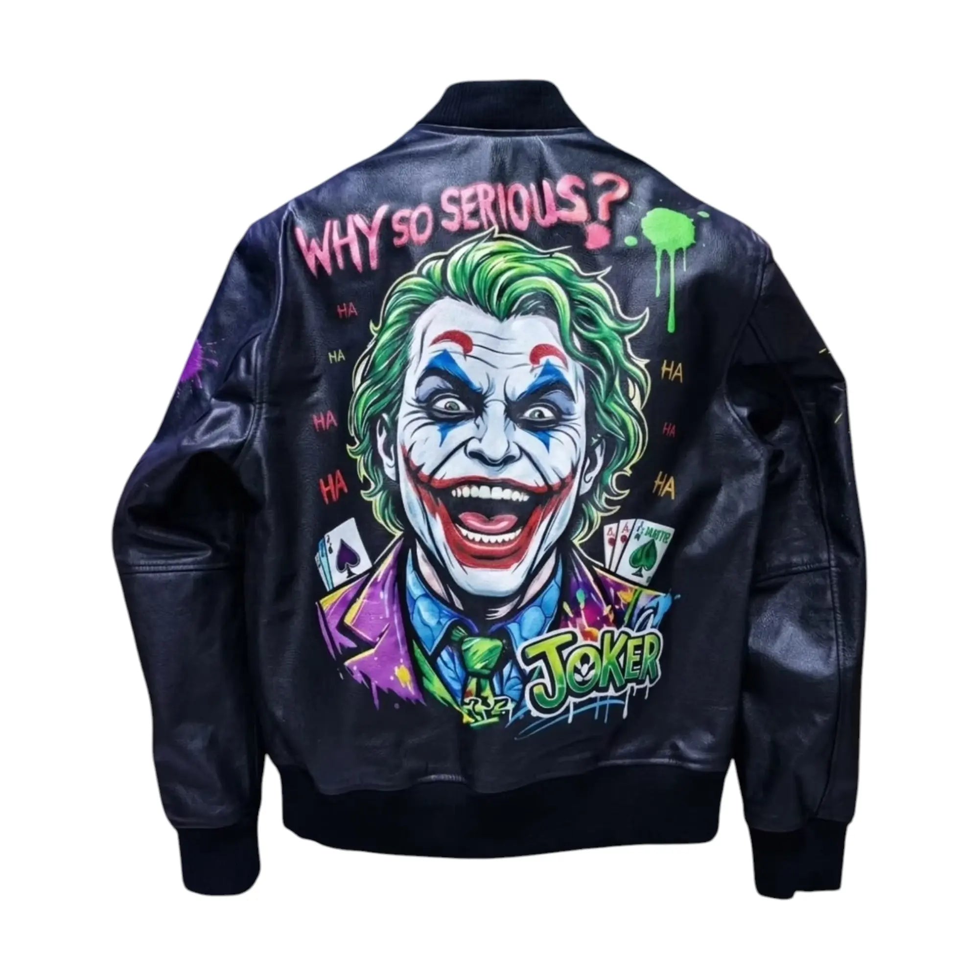 Halloween Why So Serious Graphic Black Leather Jacket