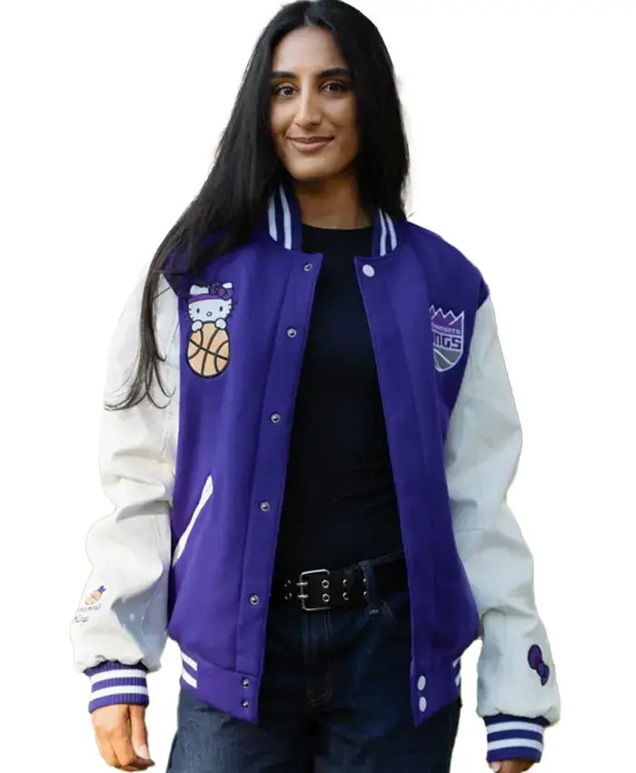 Hello Kitty Disney Blue And White Bomber Varsity Jacket