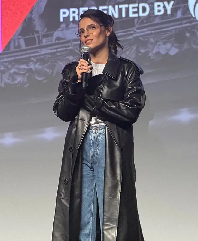 Inde Navarrette 2026 Black Leather Trench Coat