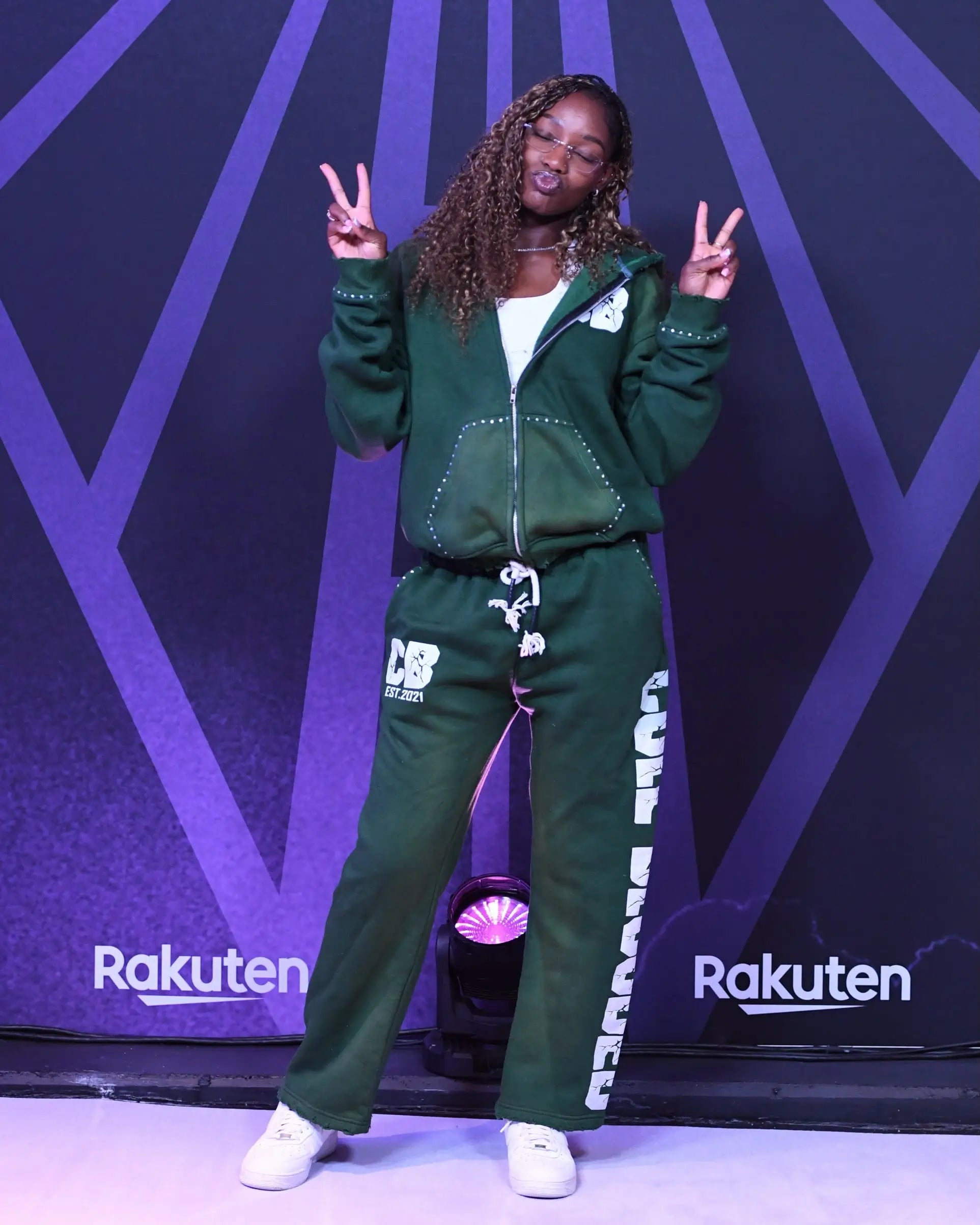 Janelle Bailey WNBA Green Rhinestone Tracksuit