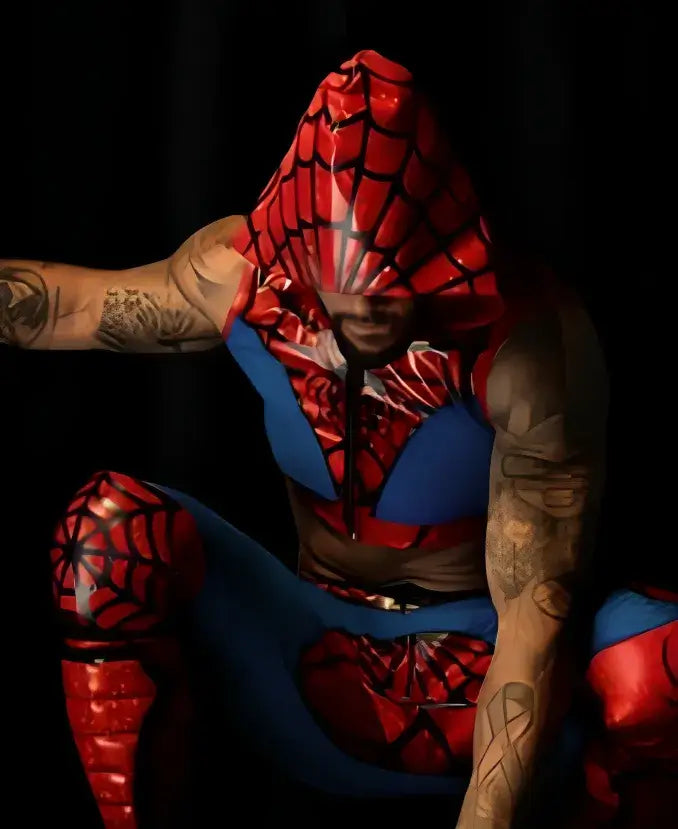 Lockdown TNA 2026 Trey Miguel Spider Man Blue & Red Vest