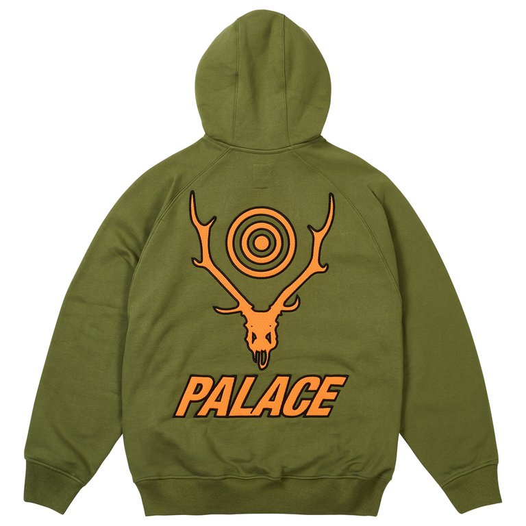 PALACE SOUTH2 WEST8 OLIVE HOODIE back