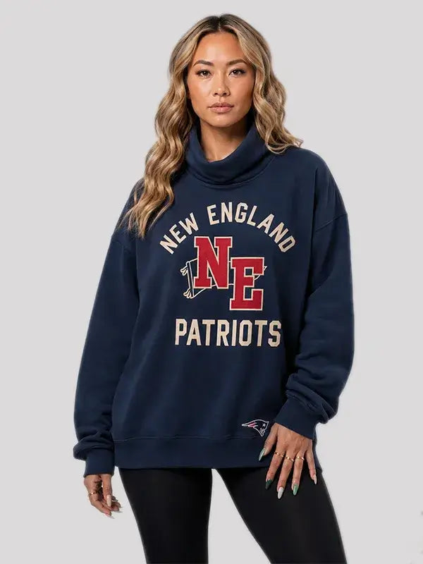 Patriots Abercrombie Navy Mock Neck Sweatshirt