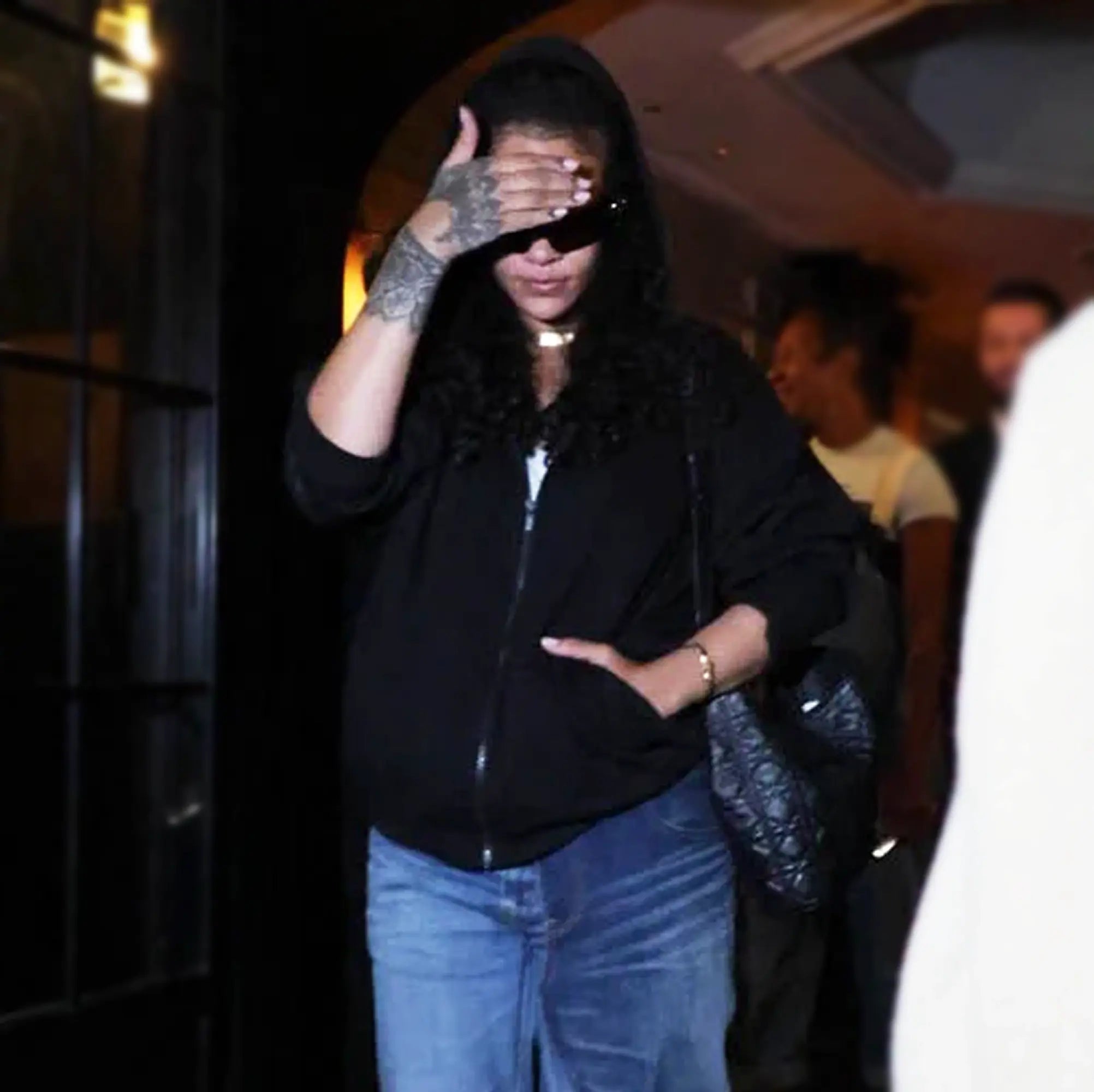 Rihanna Paris 2026 Oversized Black Full Zip-up Hoodie