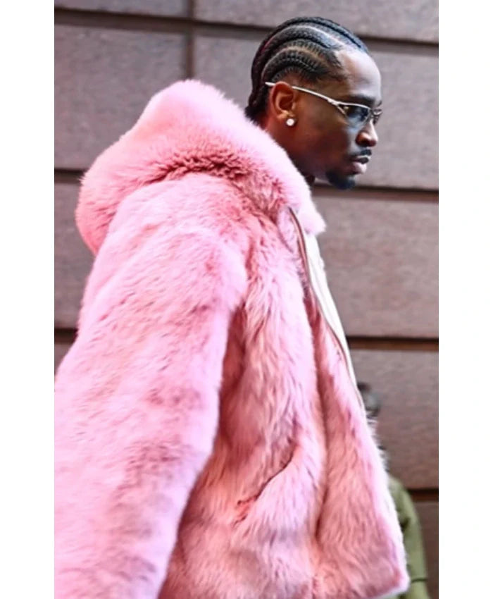 Shai Gilgeous-Alexander Hooded Pink Faux Fur Jacket