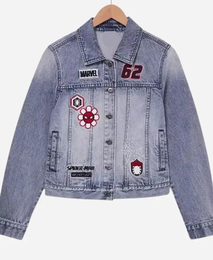 Spider-Man Brand New Day Embroidered Patches Blue  Denim Jacket