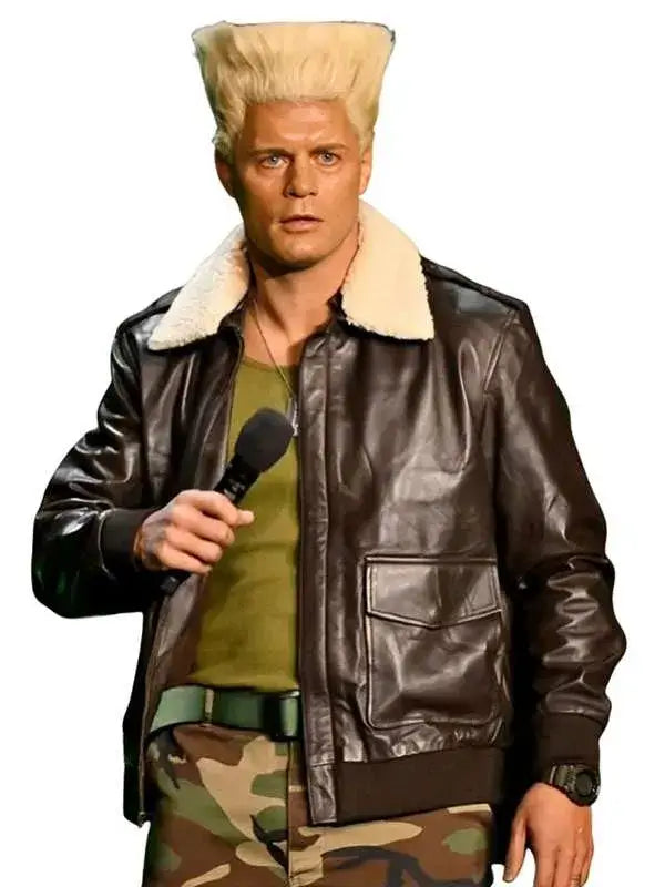 Street Fighter Cody Rhodes Shearling Leather Jacket