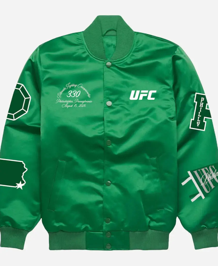 UFC 330 Philadelphia Green Satin Jacket