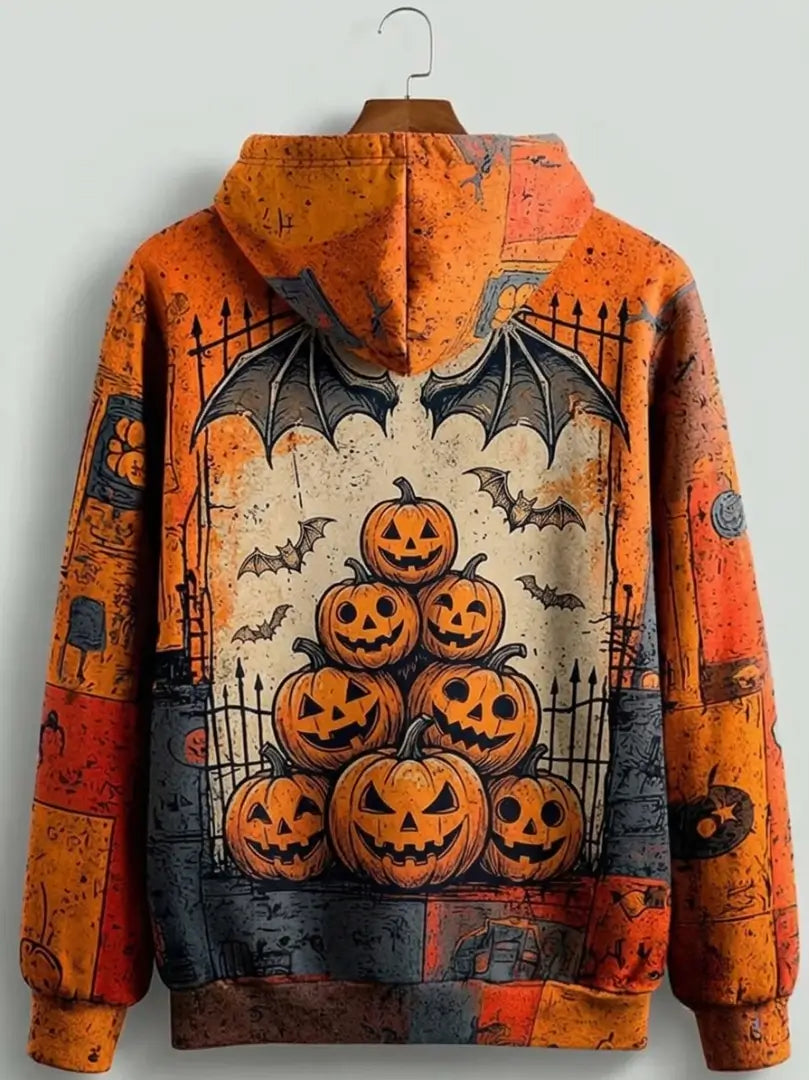 Vintage Black Cat Halloween Casual Hoodie