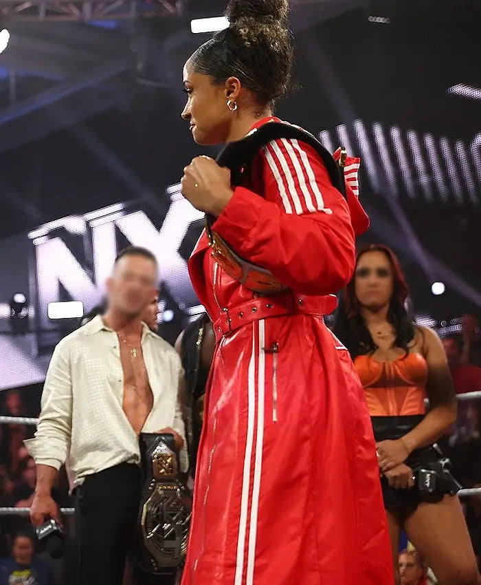 WWE NXT 2026 Kelani Jordan Leather Adidas Hooded Coat
