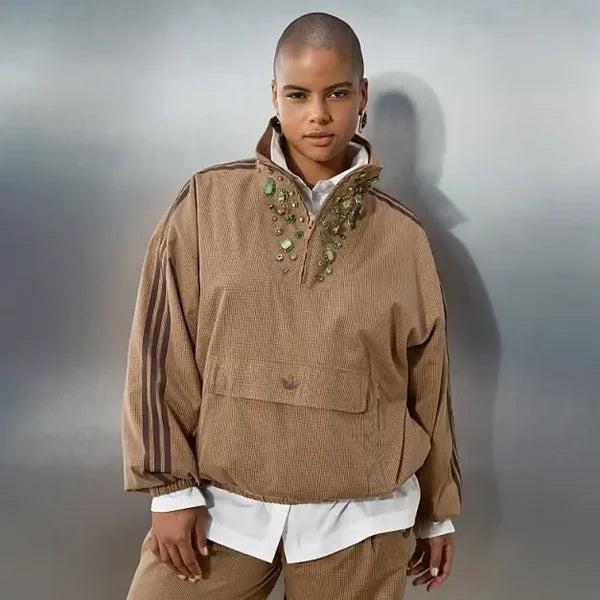 adidas inspired-brown track jacket embellishment
