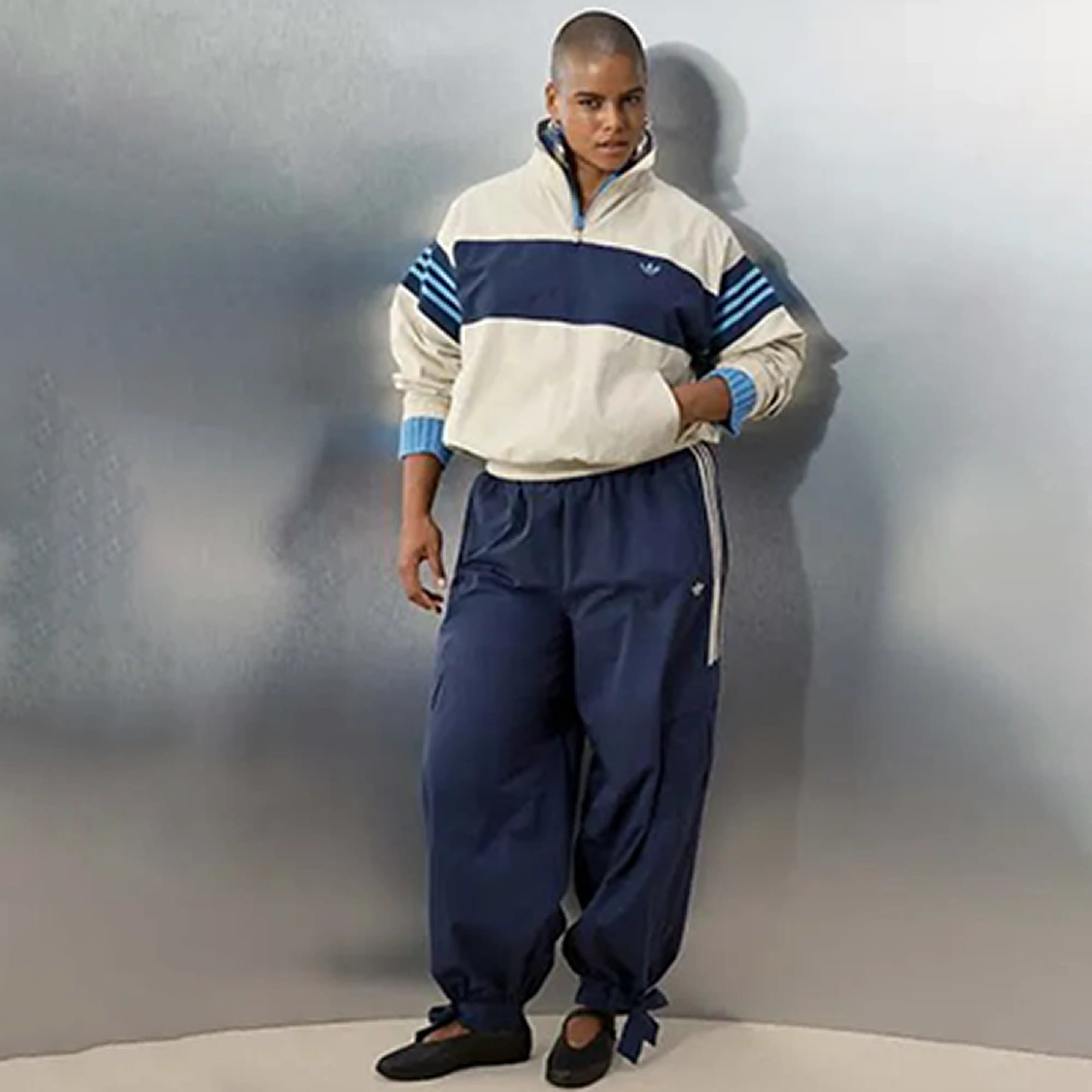 adidas inspired stone navy half zip track jacket