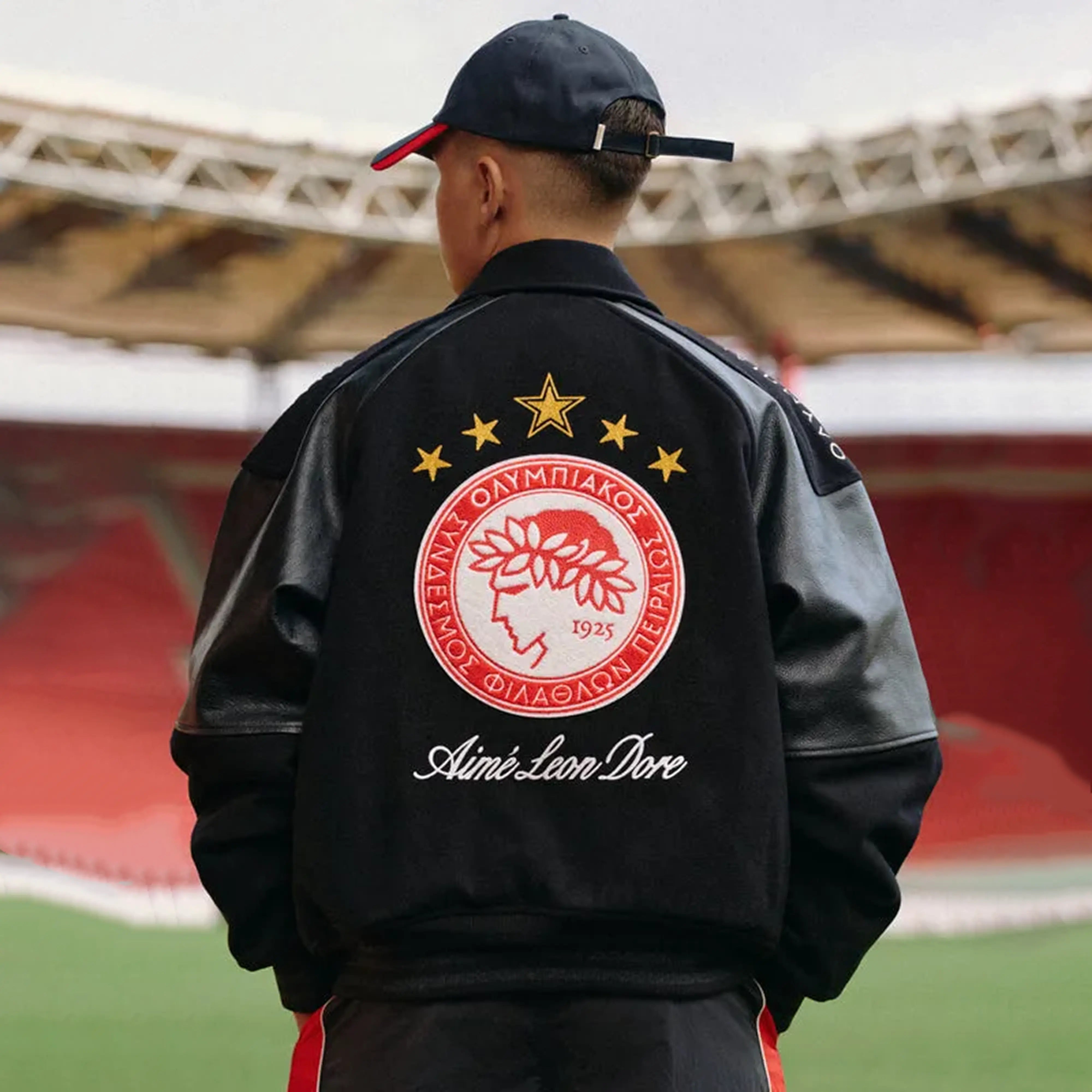 ald inspired  olympiacos football club leather jacket
