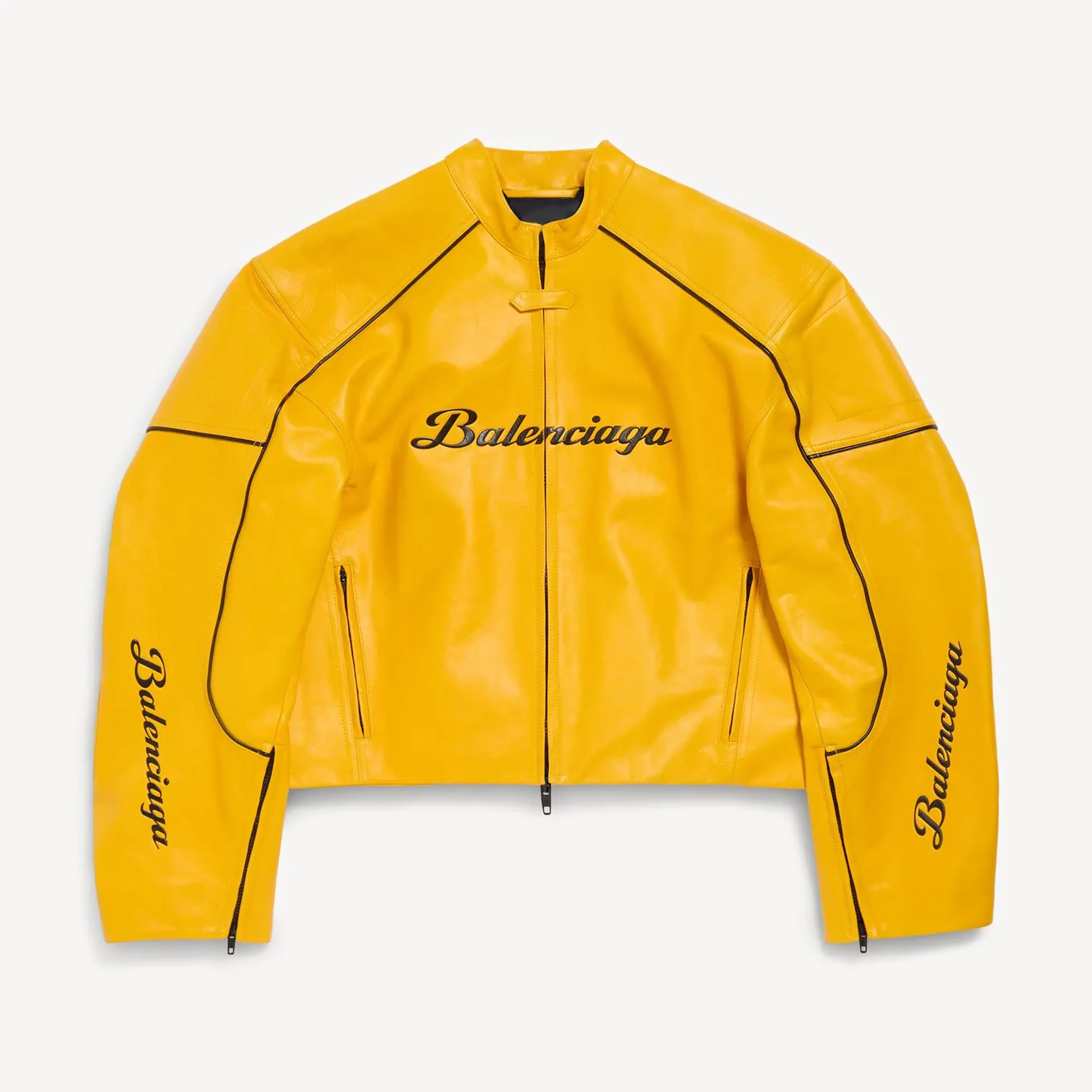 balenciaga x lamborghini yellow biker jacket