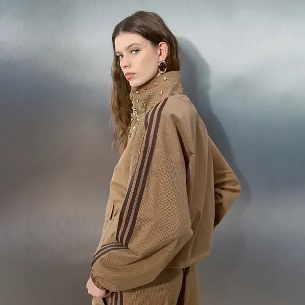 brown embellished track jacket adidas asos