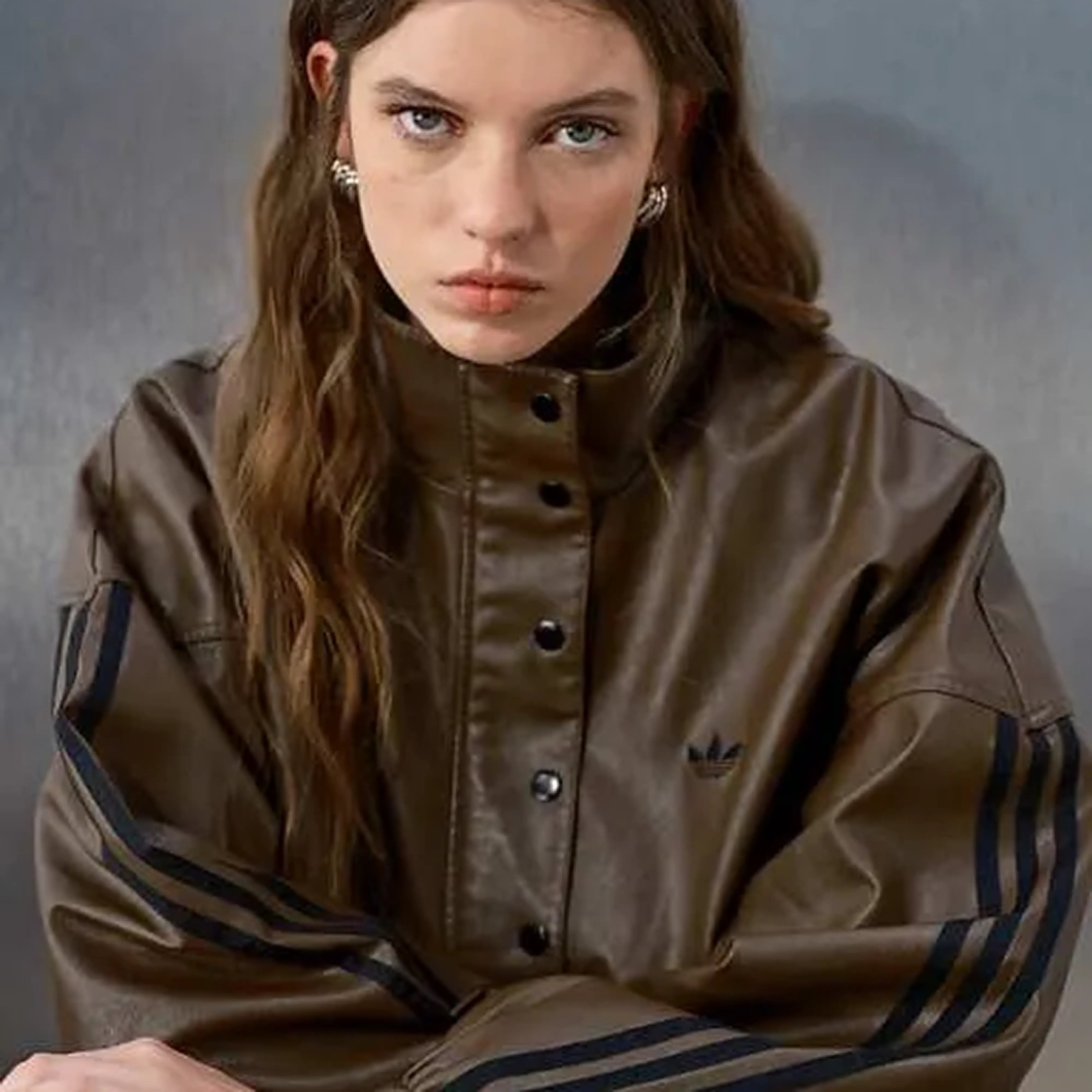 brown faux overhead leather jacket