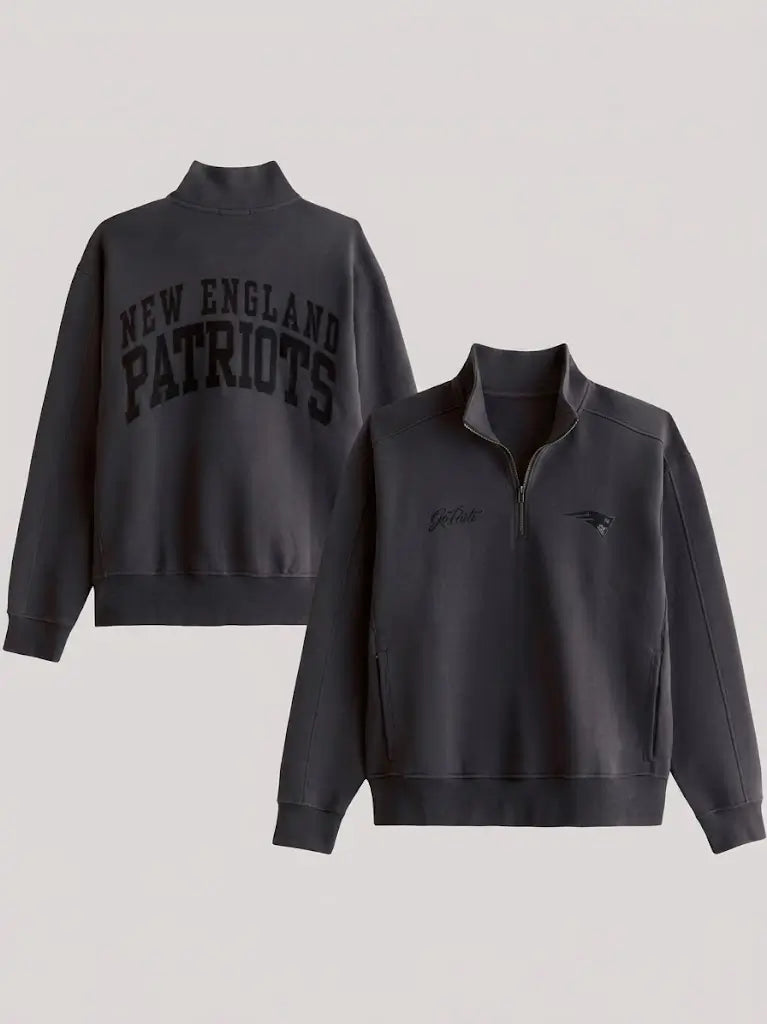 Abercrombie New England Patriots Half-Zip Grey Sweatshirt