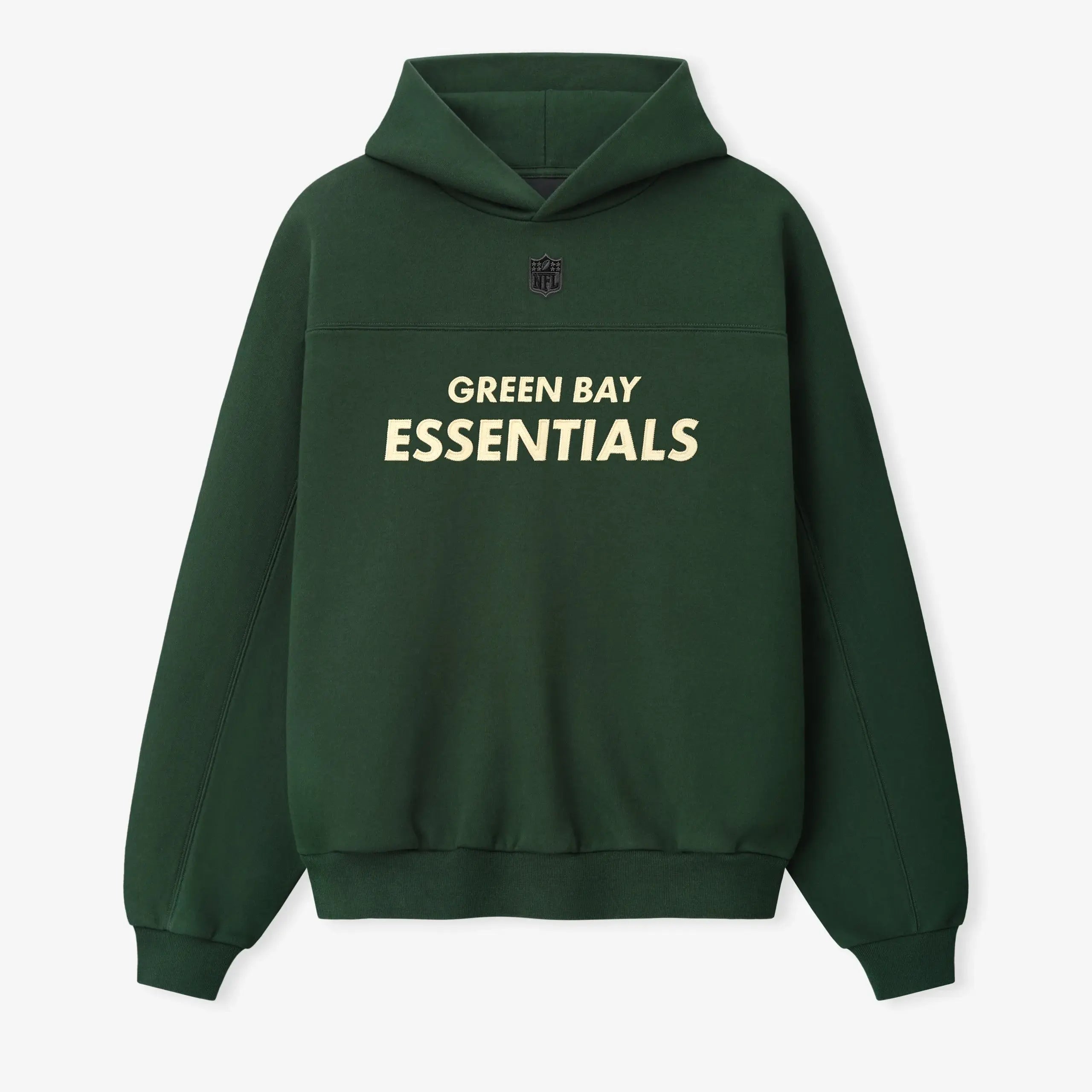 fear of god inspired  packers 90s relaxed hoodie green