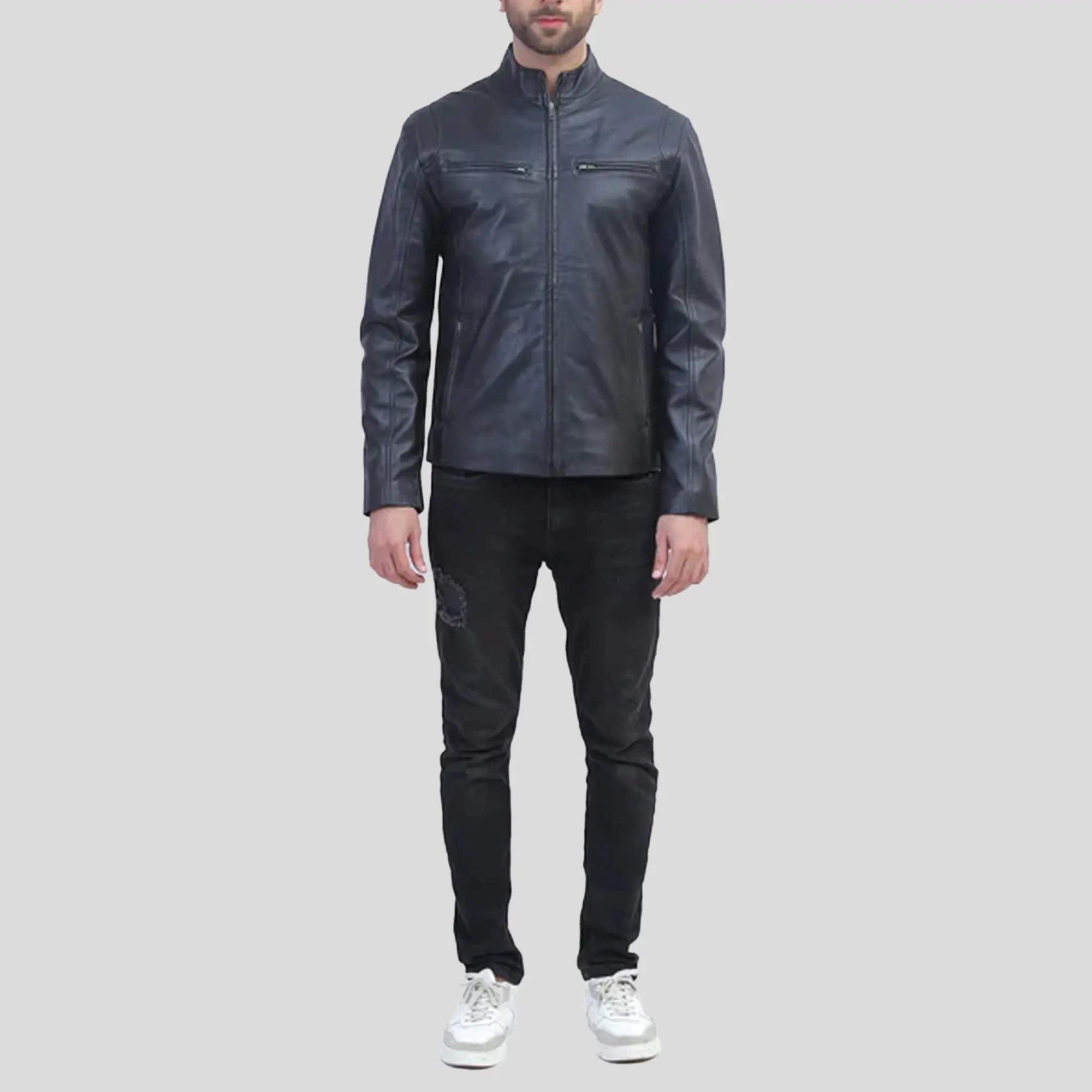 black leather jacket