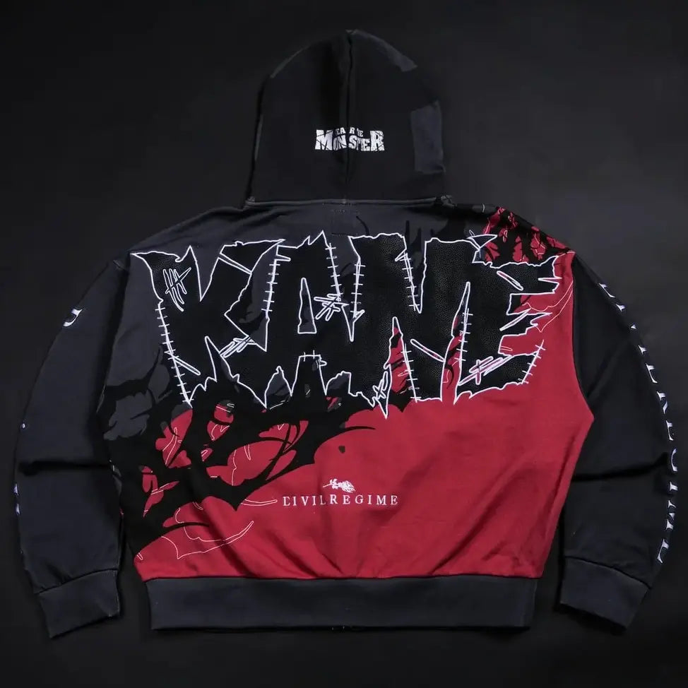 kane  wwe chaos inspired full zip hoodie