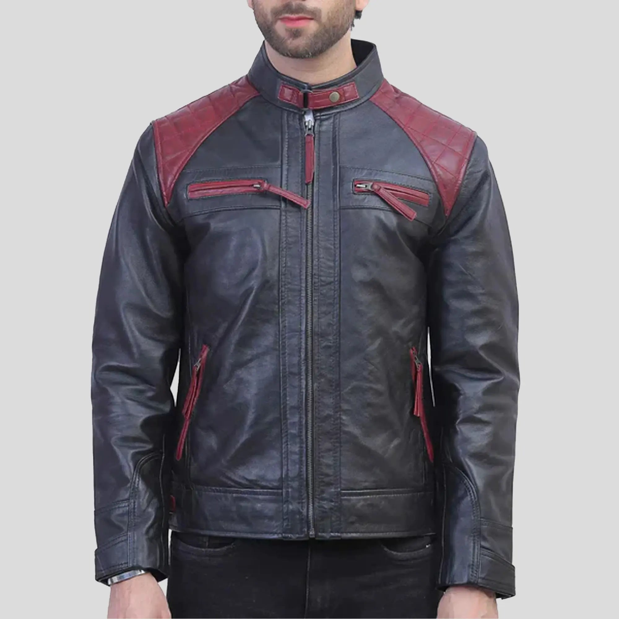 maroon leather jacket