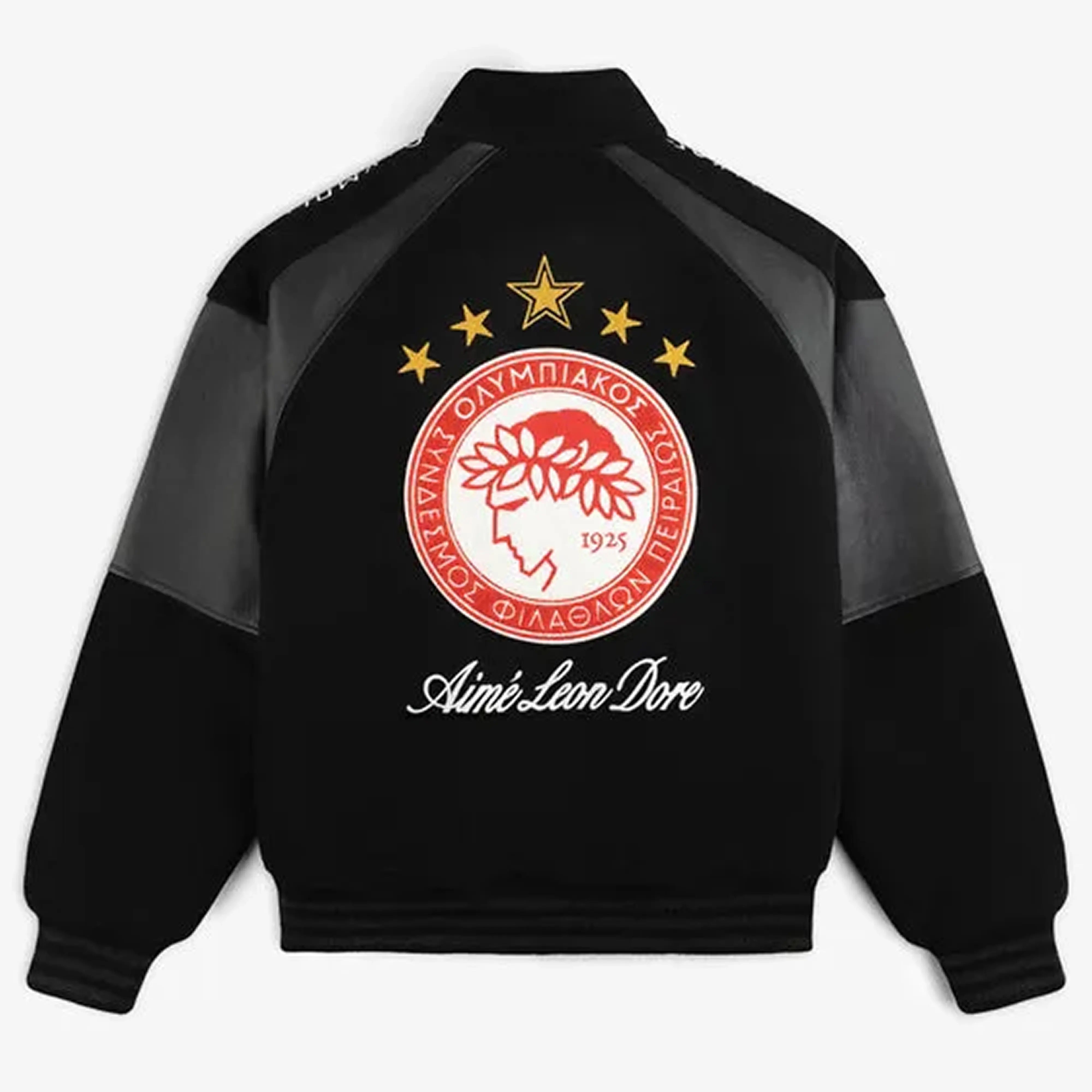 olympiacos fc team leather jacket ald