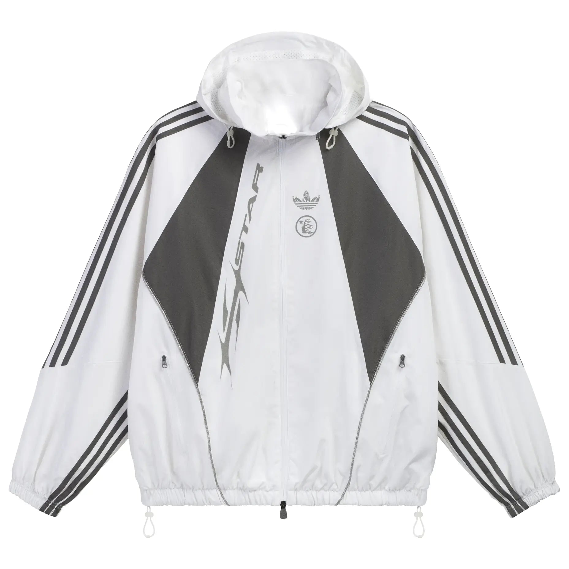 white hellstar adidas zip track top